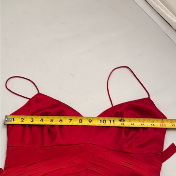 Nicole Miller red silk spaghetti strap v-neck cocktail dress - Picture 8 of 11